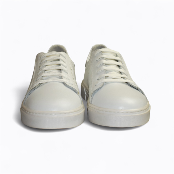 Griveti Women's White Leather Low-Cut Shoes