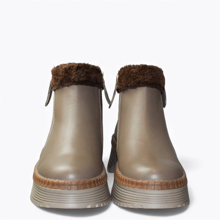 Skórzane szare botki damskie Fallora