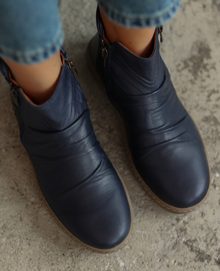 Estrela Navy Blue Leather Women's Boots