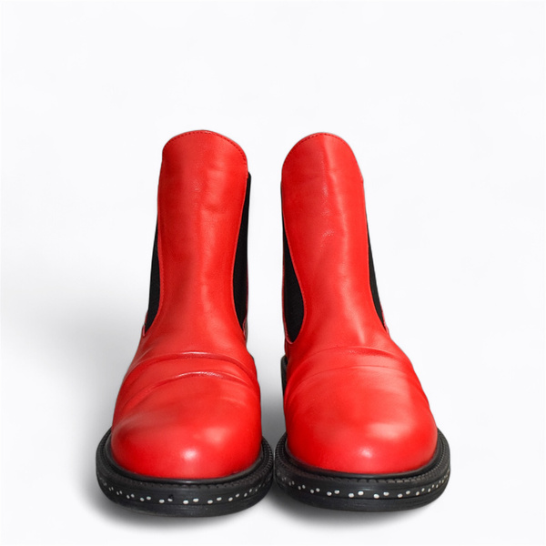 Galisia Women's Red Leather Ankle Boots