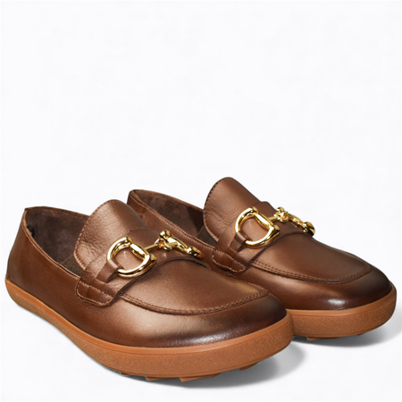 Skórzane brązowe półbuty damskie barefoot Jasirea