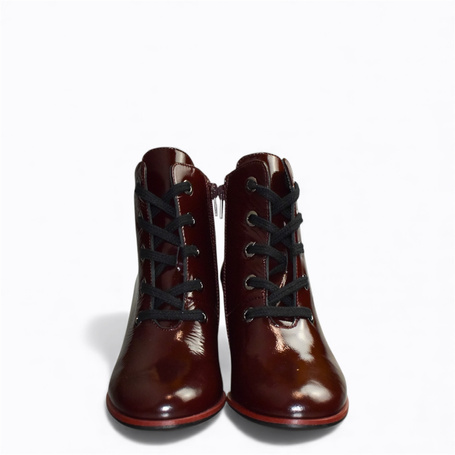 WOMEN'S BURGUNDY LEATHER ANKLE BOOTS BY BILKI