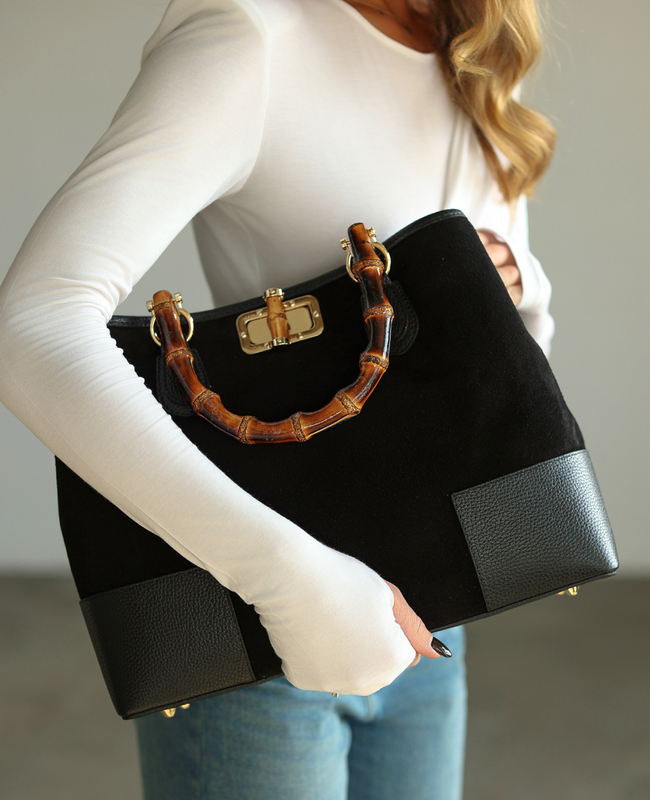 Esvaldi Black – Large Women's Suede Handbag