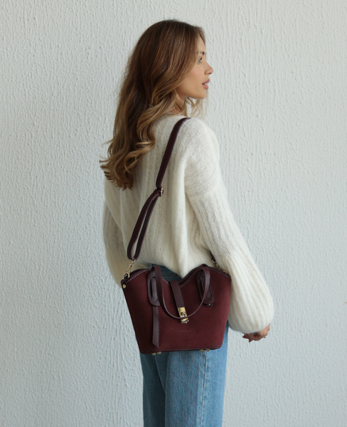Tsalira Wiśnia - skórzany kuferek średni