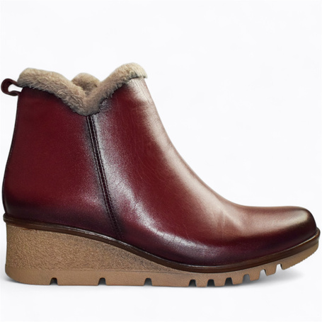 Galitia Women's Burgundy Leather Ankle Boots