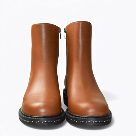 SKÓRZANE RUDE BOTKI DAMSKIE MARITHA