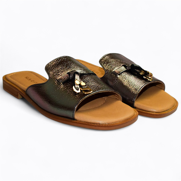 Gabrila Women's Leather and Steel Flip-Flops