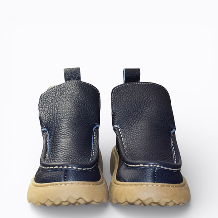 SKÓRZANE GRANATOWE BOTKI DAMSKIE DELIRIS