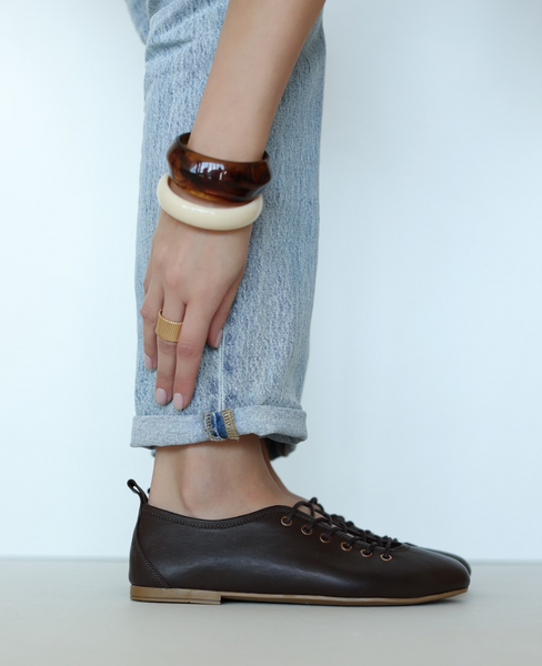 Kanvira Women's Leather Chocolate-Brown Low-Cut Shoes