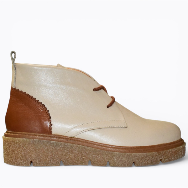Astrena Beige Leather Women's Boots