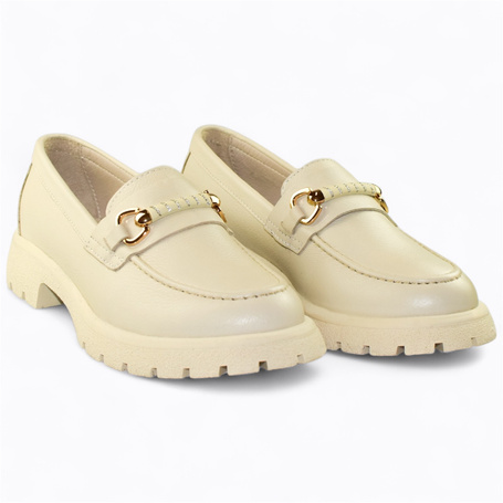 Medrena Beige Leather Women's Shoes