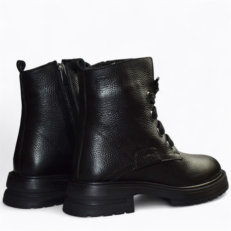 Trenisa Women's Black Leather Ankle Boots