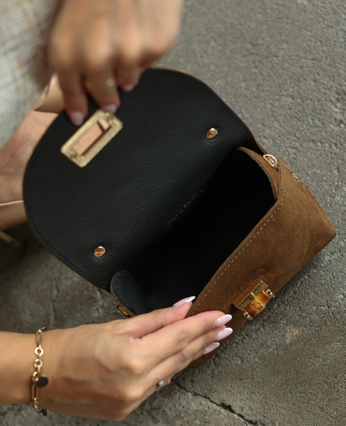 Faerine Taupe - suede leather mini trunk