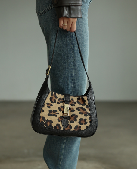 Camille Beige Spots - Leather Shoulder Bag