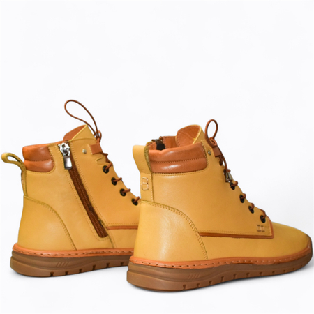 Skórzane musztardowe trzewiki damskie Ramarin