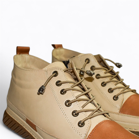 SKÓRZANE BEŻOWE TRZEWIKI DAMSKIE DISMARA