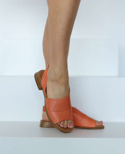 Alejandri Orange Leather Women's Sandals