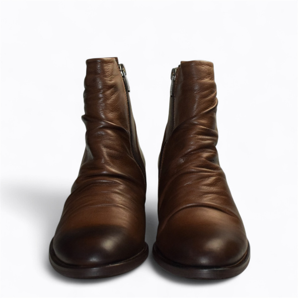 Zenetha Women's Brown Leather Ankle Boots