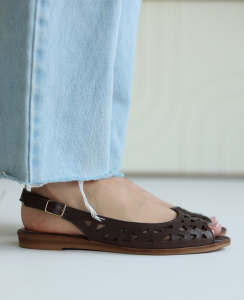 Milvara Women's Leather Chocolate-Brown Sandals