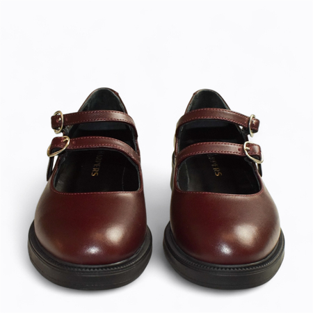 Skórzane bordowe półbuty damskie Kirella