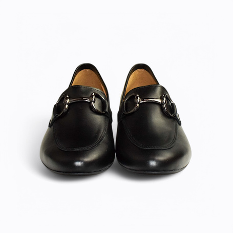 Graciel Black Leather Women's Low-Cut Shoes