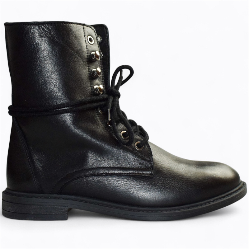 Skórzane czarne trzewiki damskie Tivalin