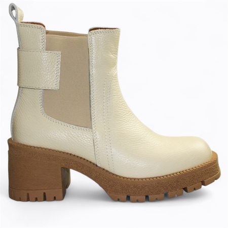 SKÓRZANE BEŻOWE BOTKI DAMSKIE SULEMIA