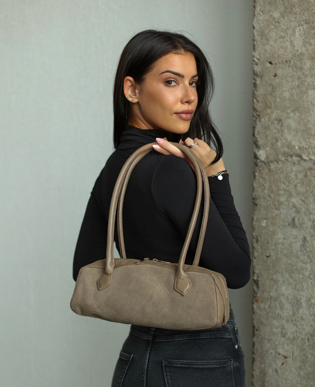 Mithena Taupe - skórzana torebka na ramię