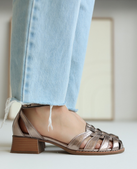 Ivelina Women's Leather Copper Sandals