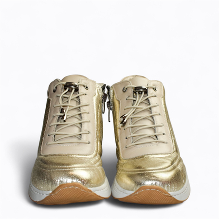 Skórzane złote sneakersy damskie Melione