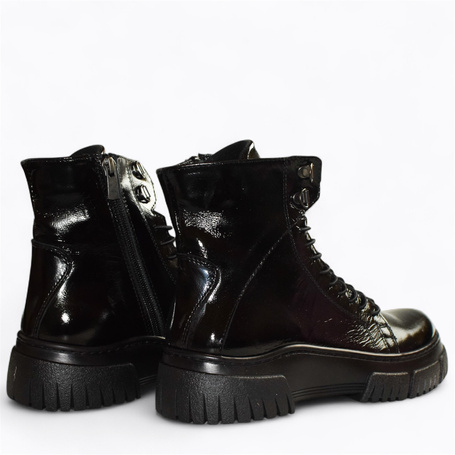 Idalina Women's Black Leather Ankle Boots