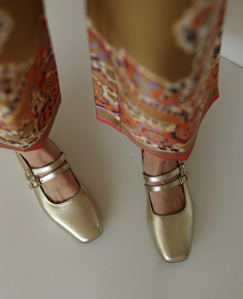 Albrika Women's Leather Gold Loafers