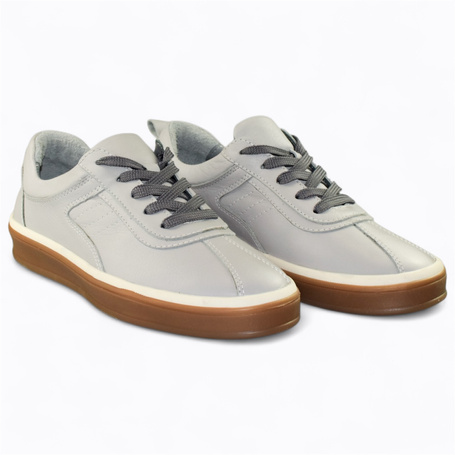 Roslith Women's Gray Leather Low-Top Shoes