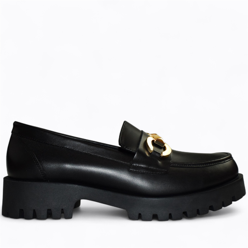 Skórzane czarne półbuty damskie Tilomea