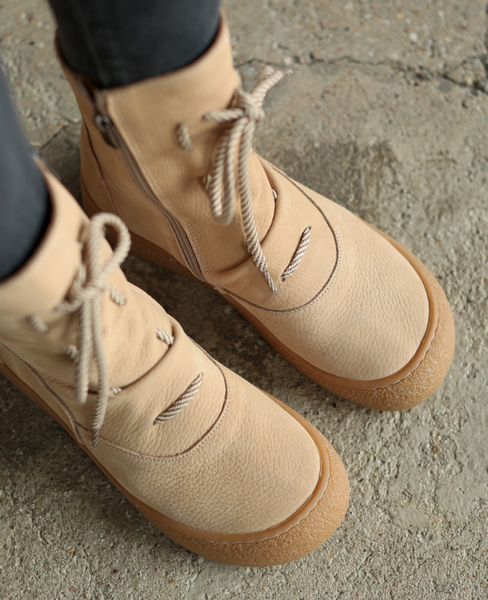 Soretta Beige Leather Women's Boots