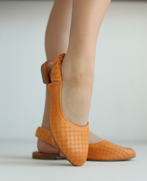 Baverna Women's Orange Leather Sandals
