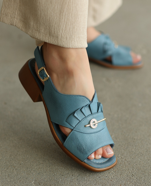 Brimeli Women's Leather Denim Sandals