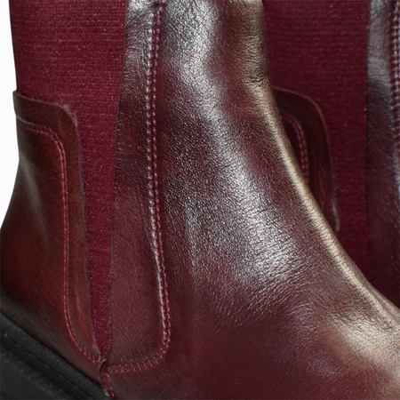 Skórzane bordowe botki damskie Inorith