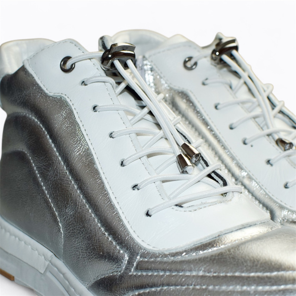 Melione Women's Leather Silver Sneakers