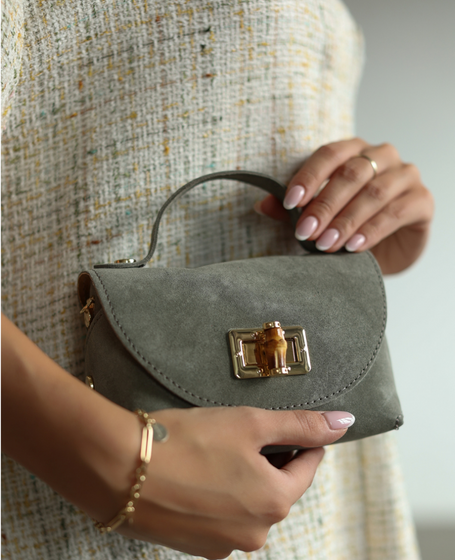 Faerine Gray - Leather Suede Mini Trunk