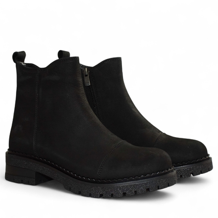 SKÓRZANE CZARNE BOTKI DAMSKIE ZARLINE
