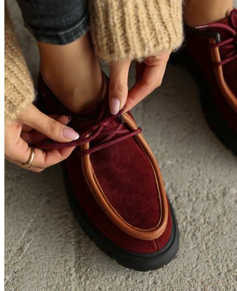 Karfeli Women's Burgundy Leather Low-Cut Shoes