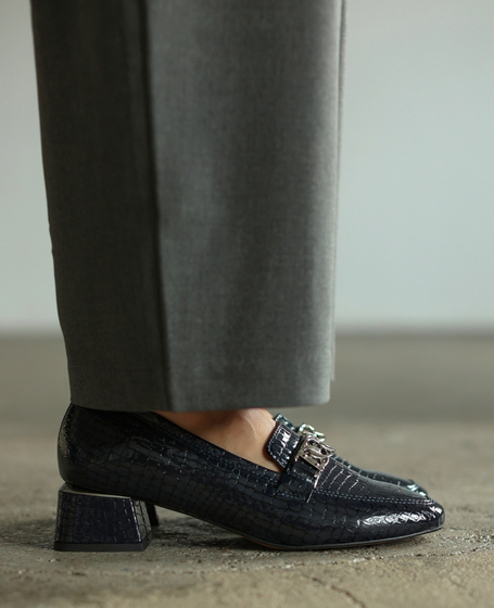 Aurea Navy Blue Leather Women's Pumps