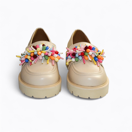 Linaria Beige Leather Women's Low-Top Shoes