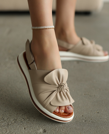 Ulrinia Beige Leather Women's Sandals