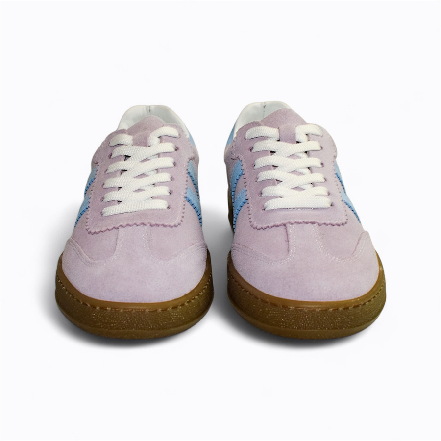 Skórzane fuksjowe sneakersy damskie Magline