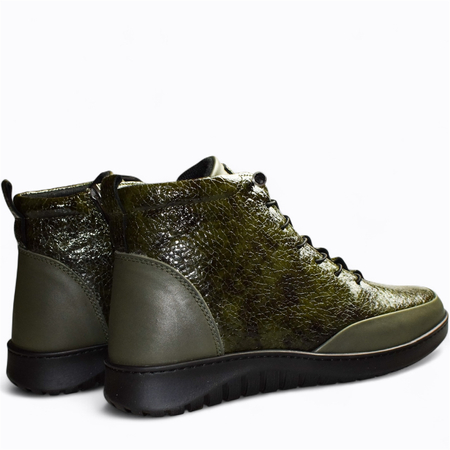 Skórzane zielone trzewiki damskie Aristea