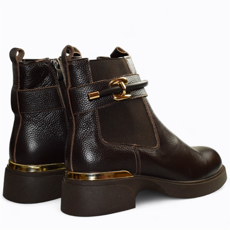 SKÓRZANE BRĄZOWE BOTKI DAMSKIE HECIRIA