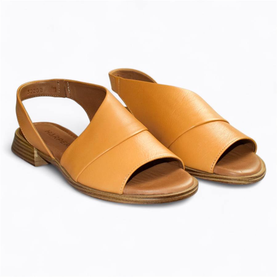 Skórzane musztardowe sandały damskie Alejandri