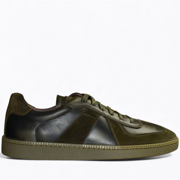 Elmerin Men's Green Leather Low-Cut Shoes